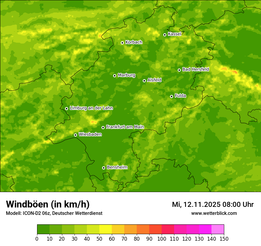 Modellkarten Windgeschwindigkeit