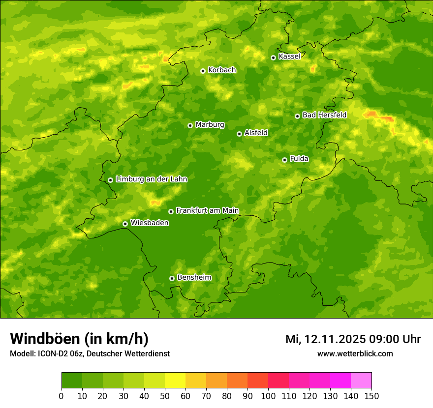 Modellkarten Windgeschwindigkeit