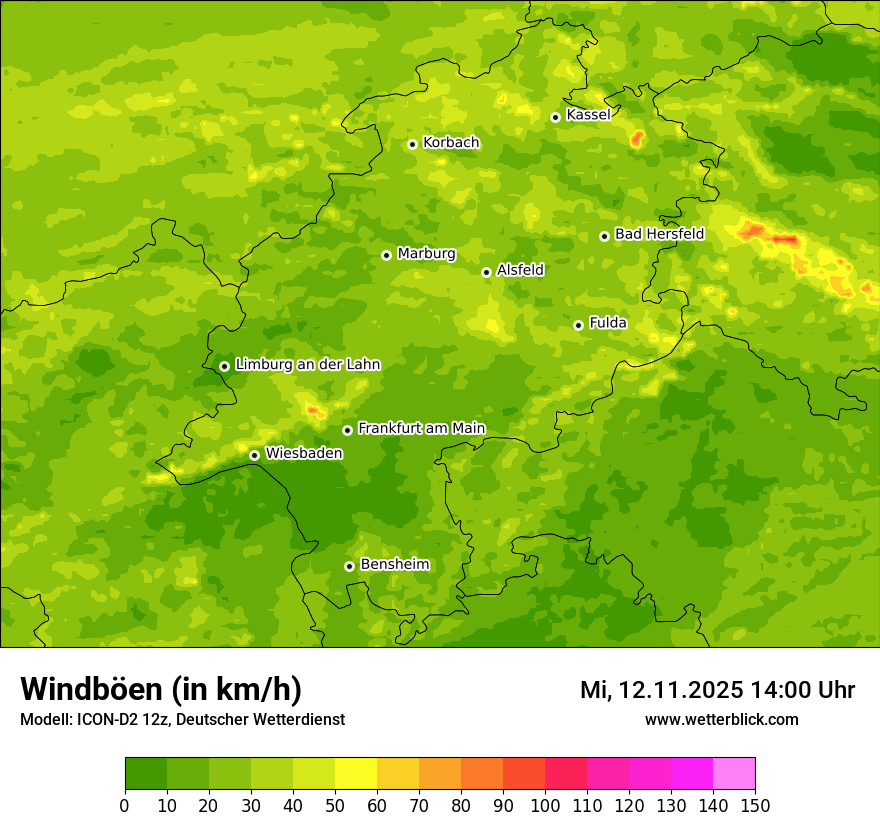 Modellkarten Windgeschwindigkeit