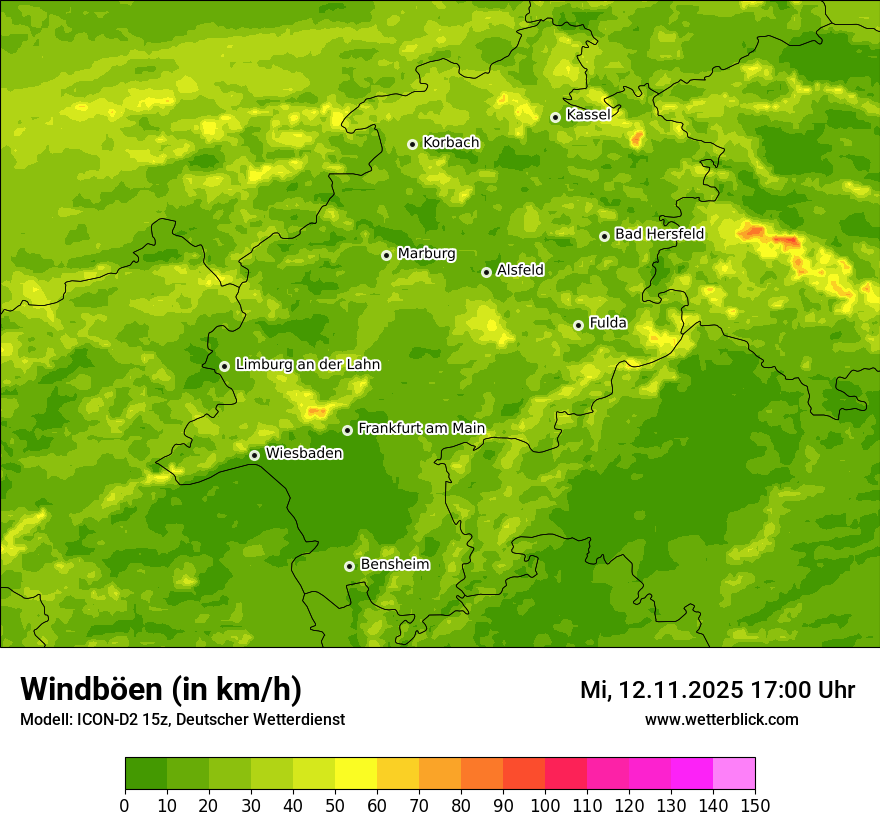 Modellkarten Windgeschwindigkeit