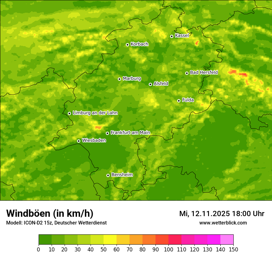 Modellkarten Windgeschwindigkeit