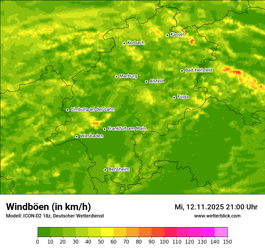 Modellkarten Windgeschwindigkeit