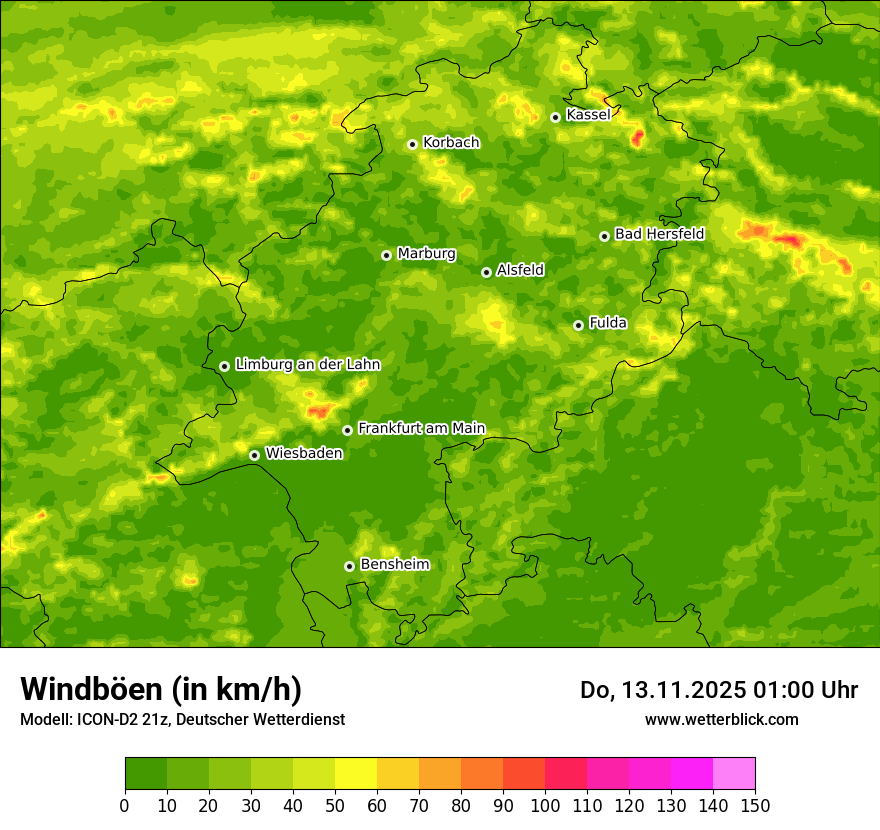 Modellkarten Windgeschwindigkeit