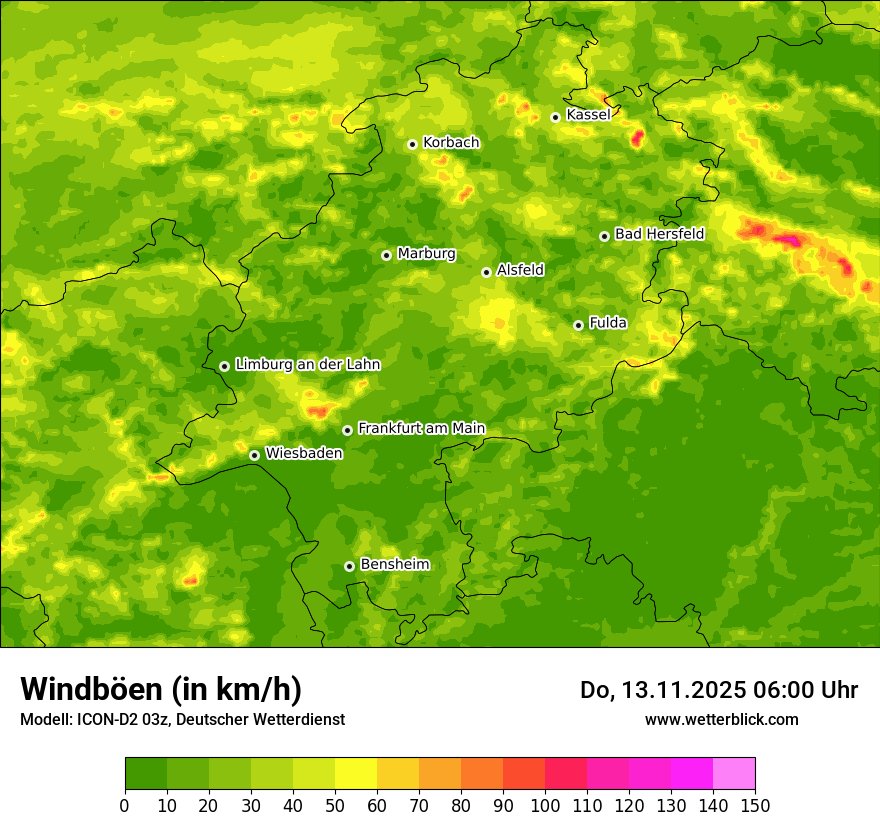 Modellkarten Windgeschwindigkeit