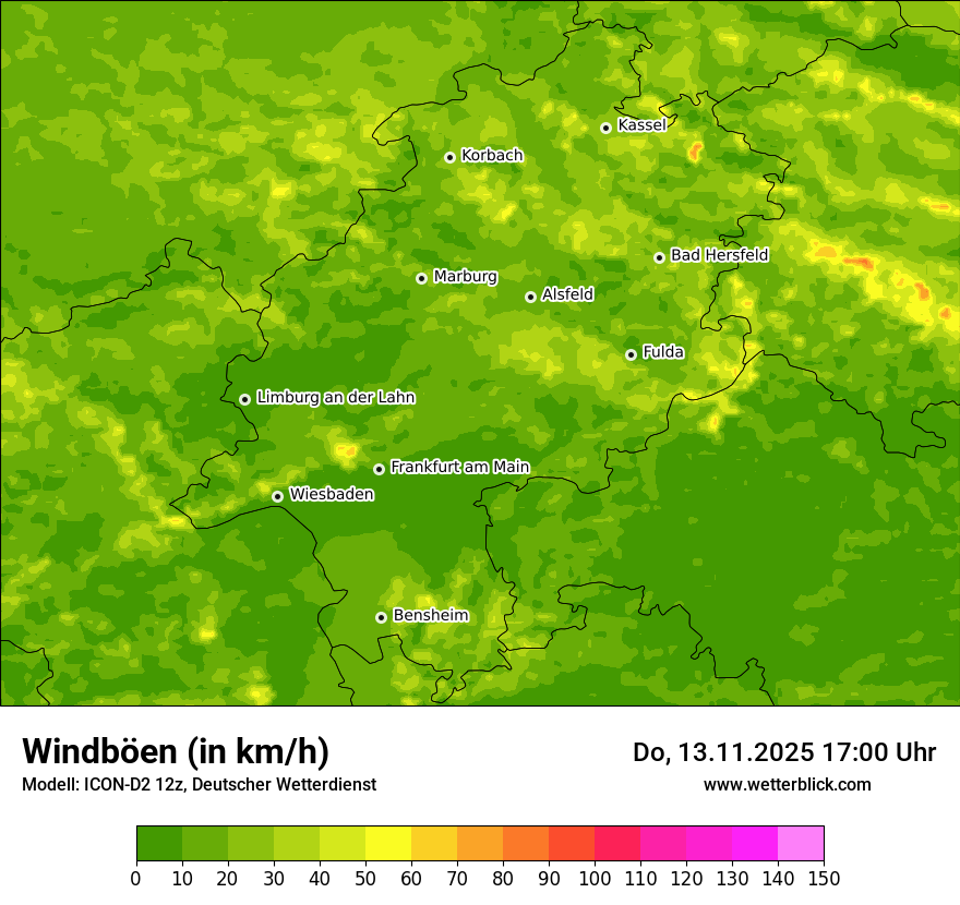 Modellkarten Windgeschwindigkeit