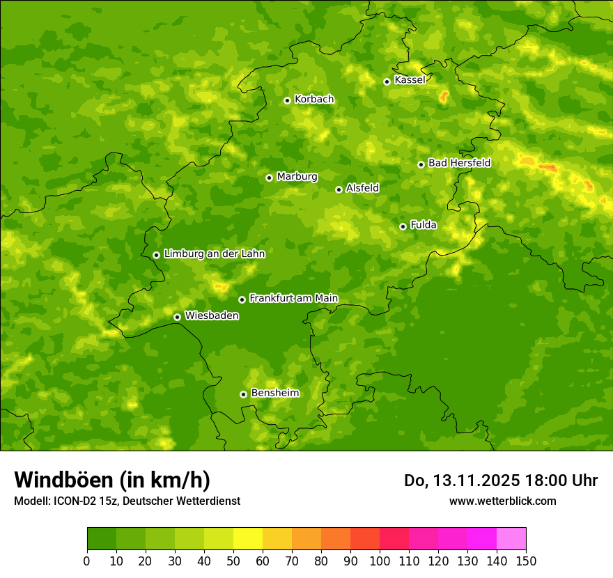 Modellkarten Windgeschwindigkeit