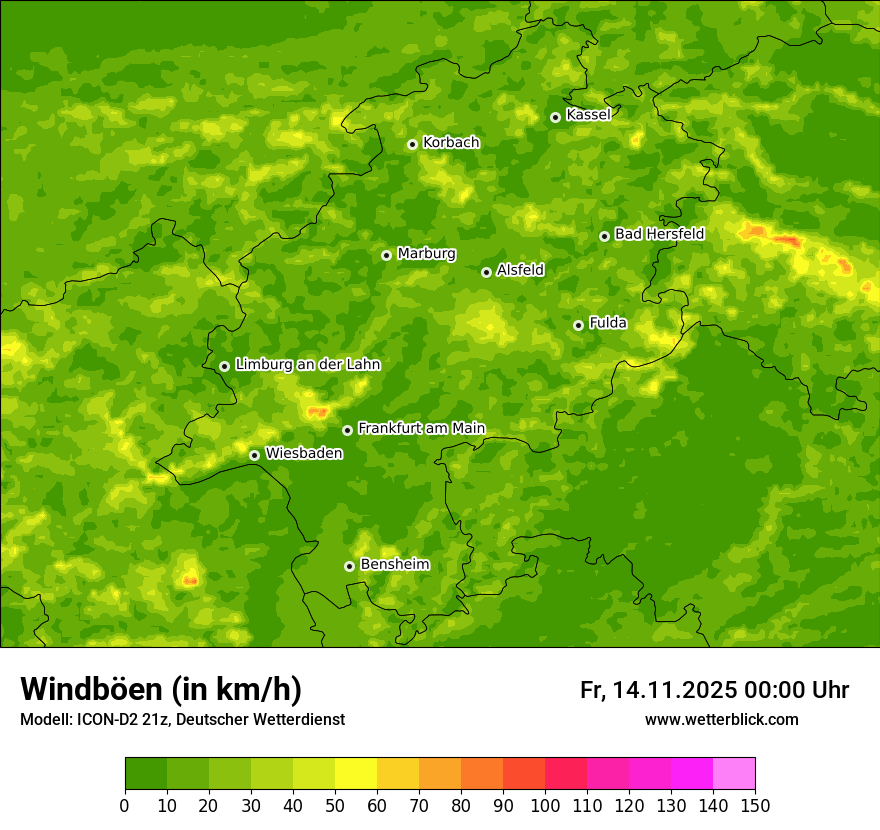 Modellkarten Windgeschwindigkeit