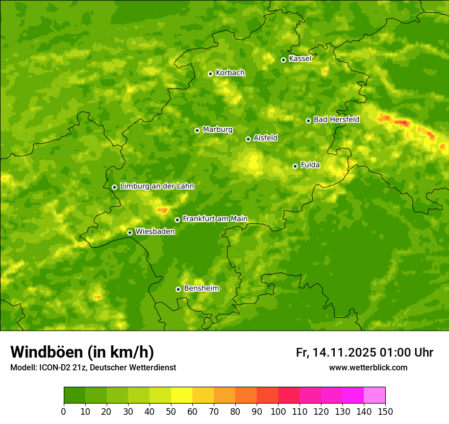 Modellkarten Windgeschwindigkeit
