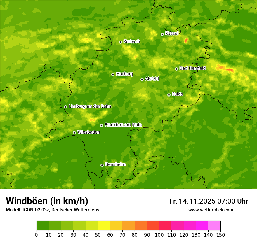 Modellkarten Windgeschwindigkeit