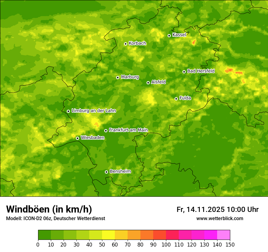 Modellkarten Windgeschwindigkeit