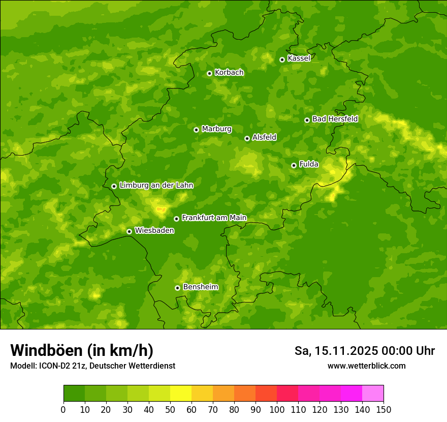 Modellkarten Windgeschwindigkeit
