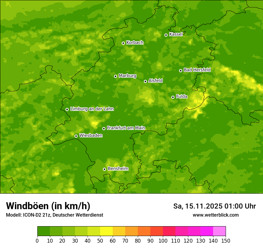 Modellkarten Windgeschwindigkeit