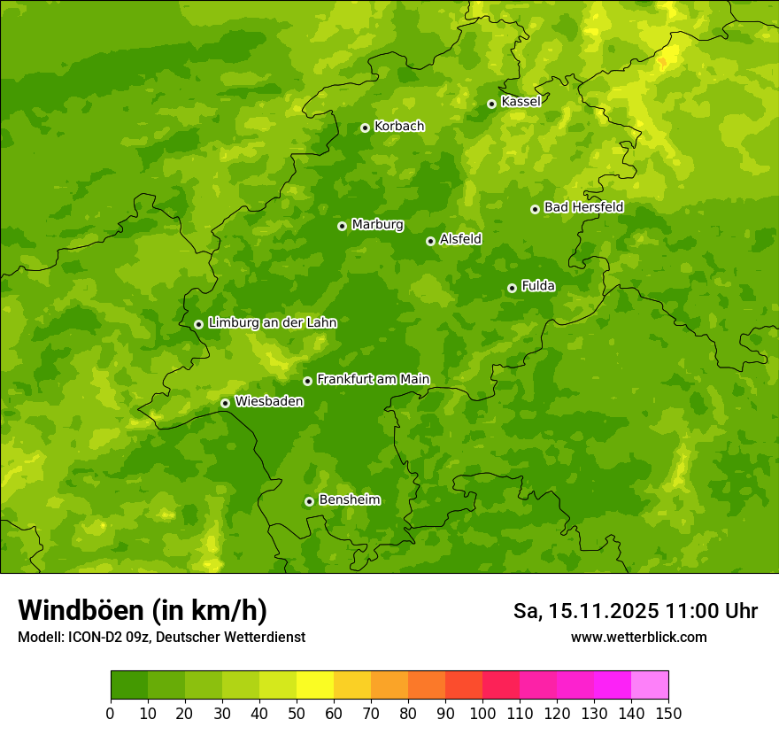 Modellkarten Windgeschwindigkeit