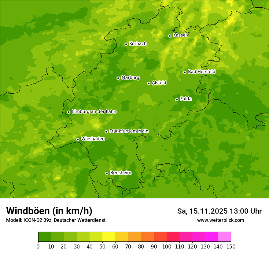 Modellkarten Windgeschwindigkeit
