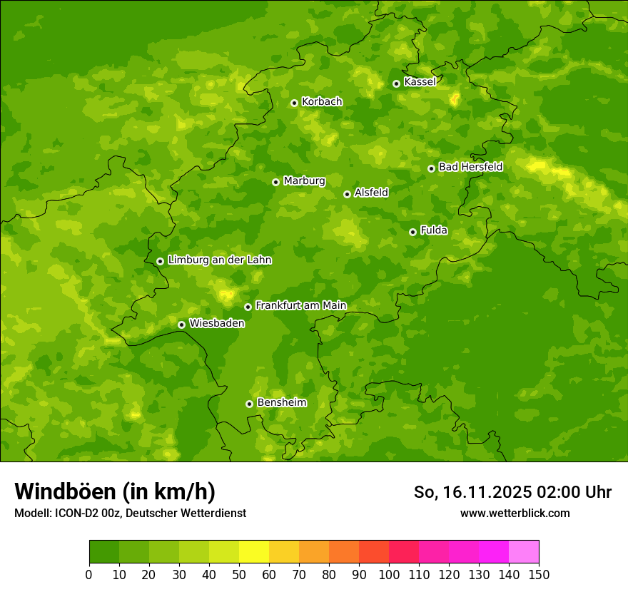 Modellkarten Windgeschwindigkeit