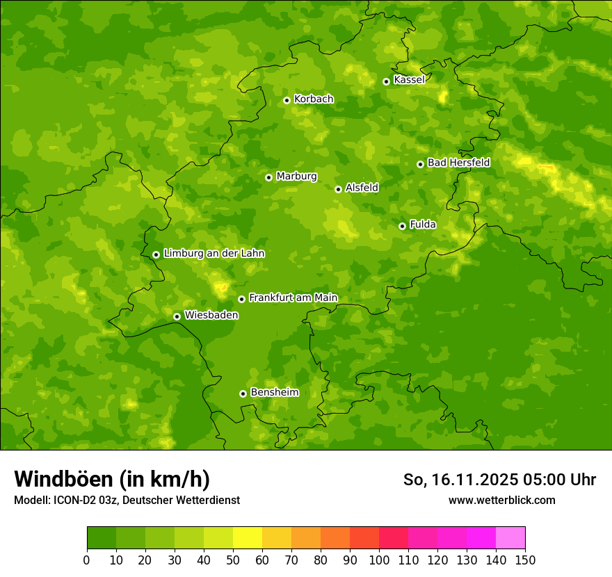 Modellkarten Windgeschwindigkeit