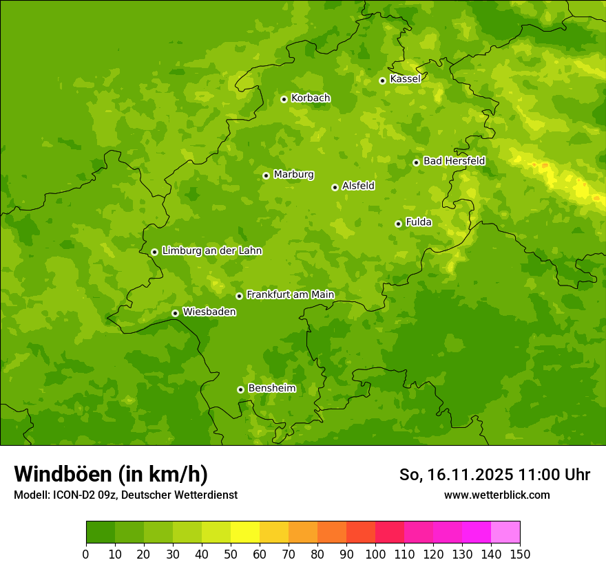 Modellkarten Windgeschwindigkeit