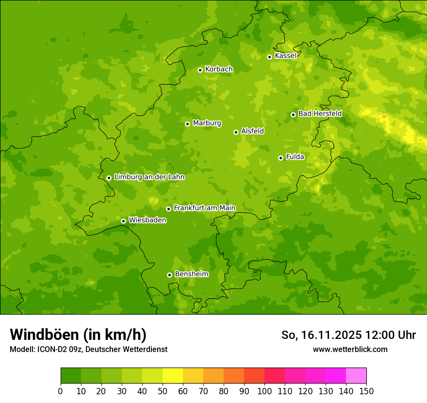 Modellkarten Windgeschwindigkeit
