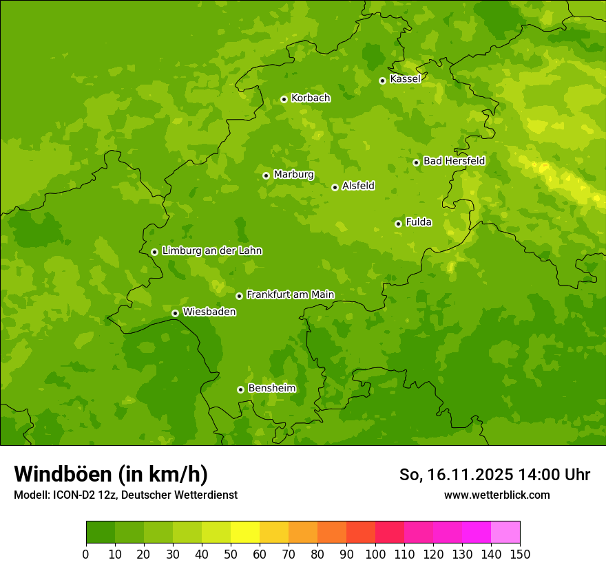 Modellkarten Windgeschwindigkeit