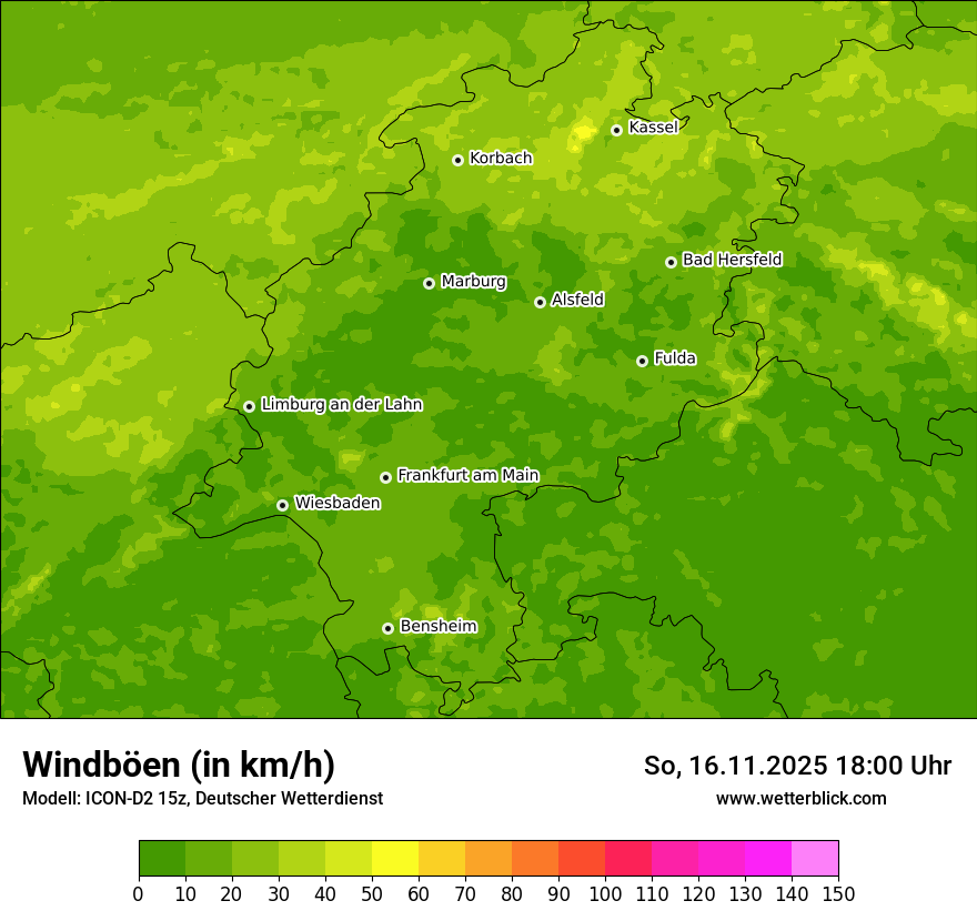 Modellkarten Windgeschwindigkeit