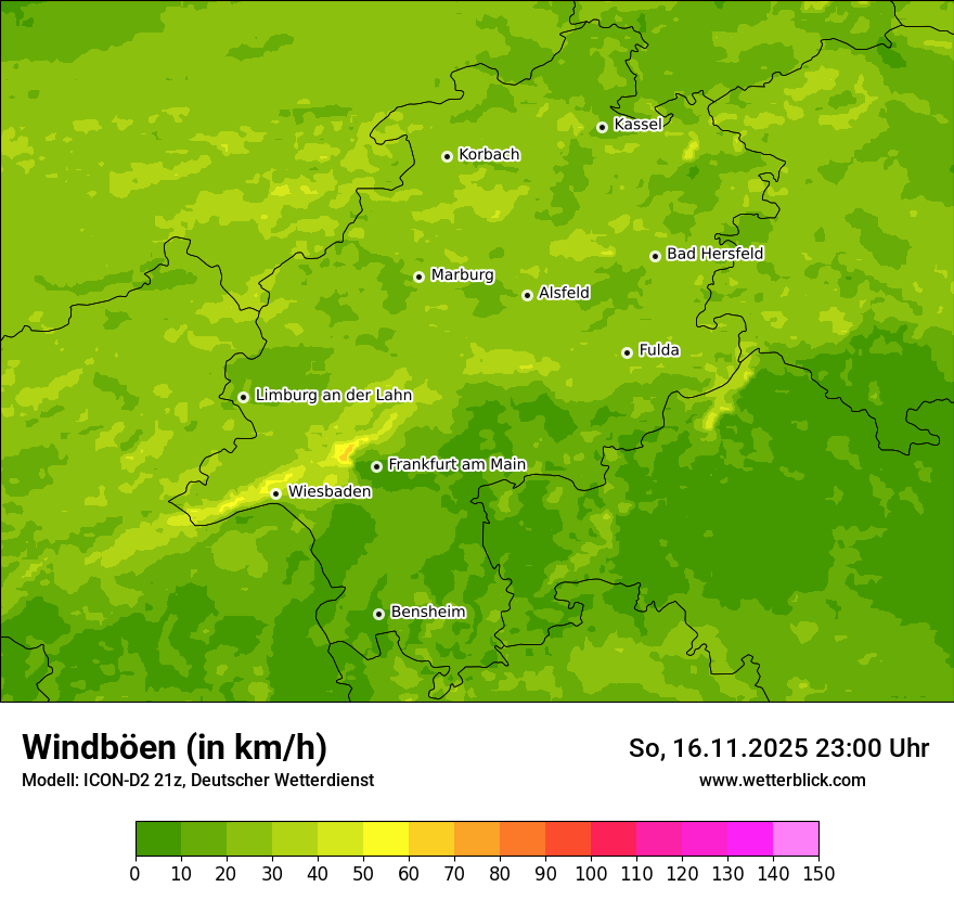 Modellkarten Windgeschwindigkeit