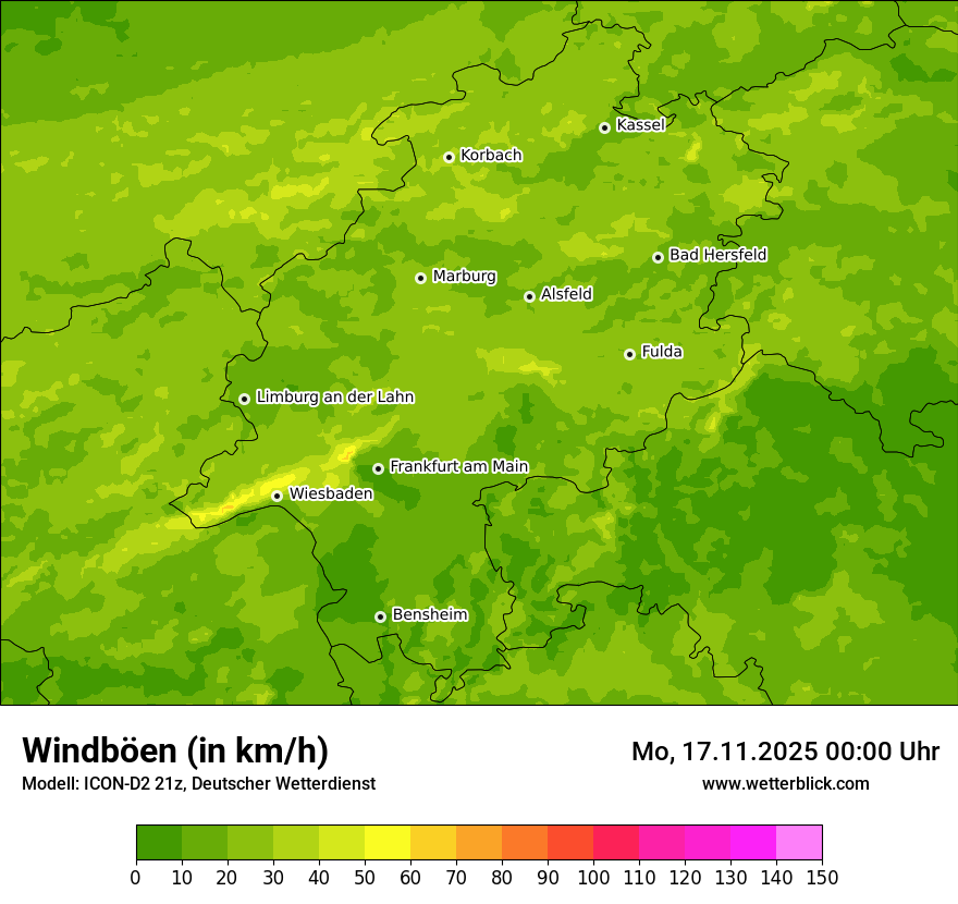 Modellkarten Windgeschwindigkeit