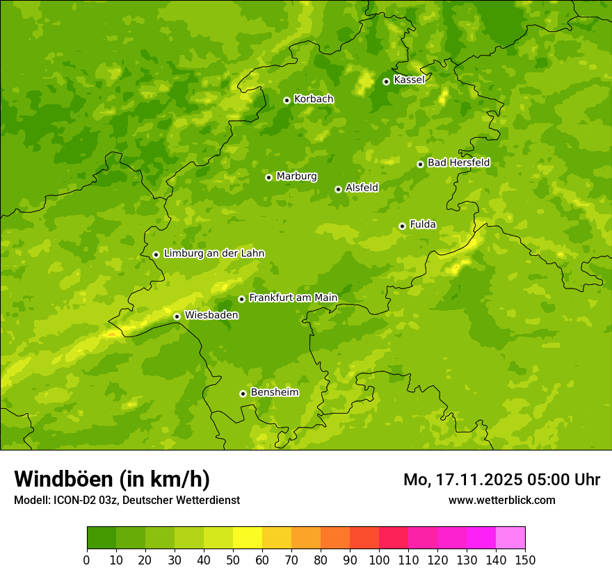 Modellkarten Windgeschwindigkeit