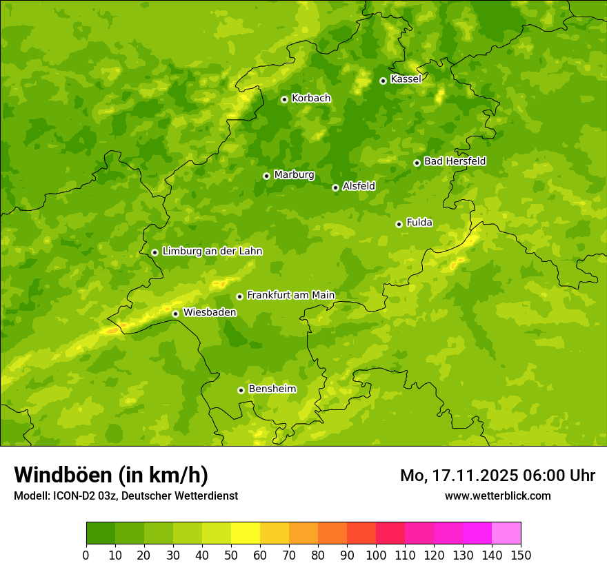 Modellkarten Windgeschwindigkeit