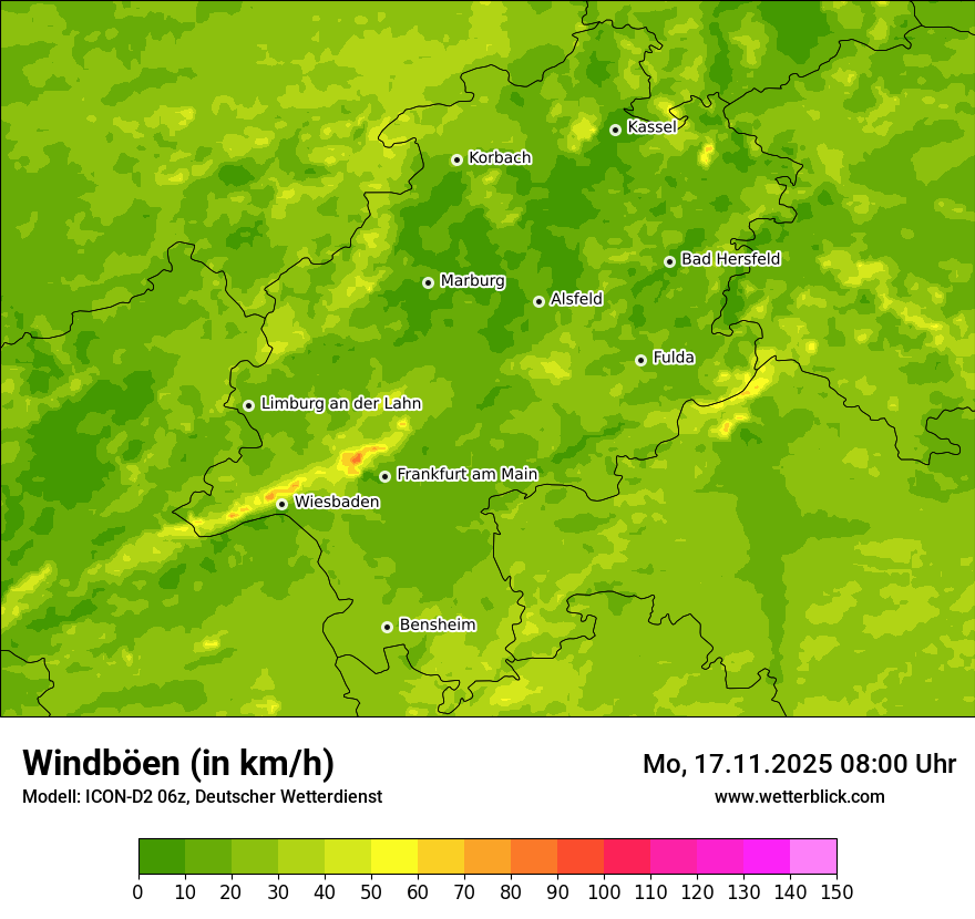 Modellkarten Windgeschwindigkeit
