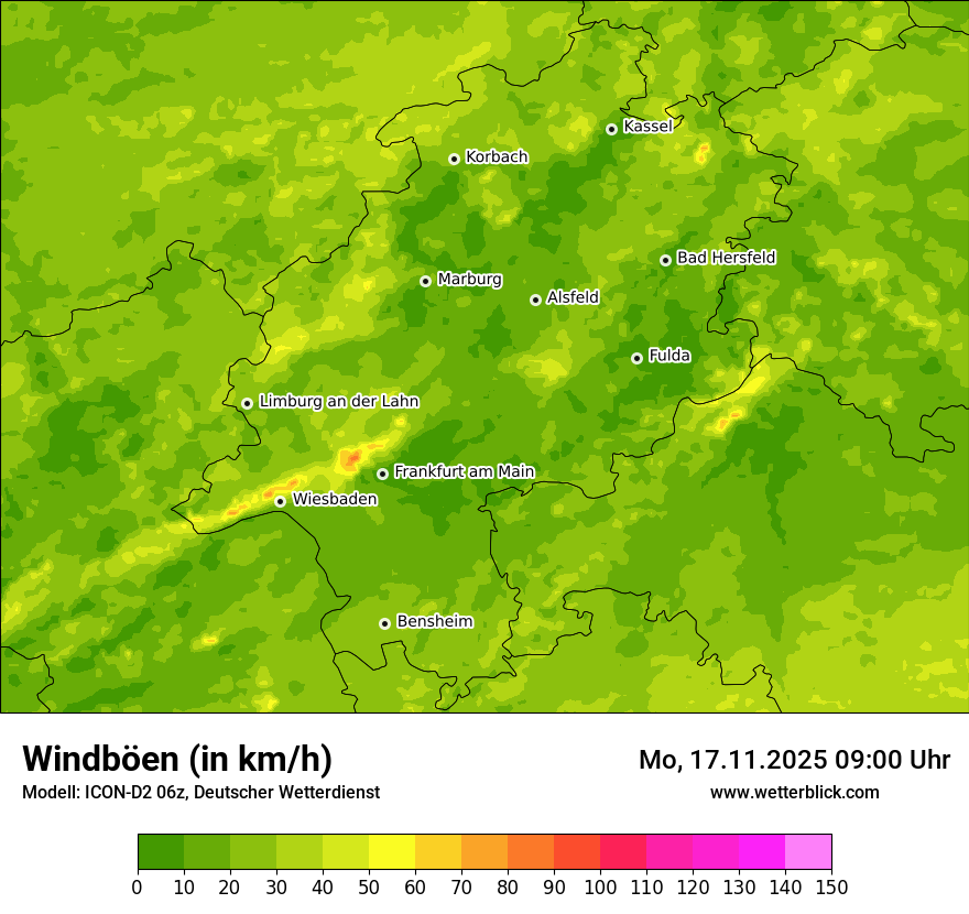 Modellkarten Windgeschwindigkeit
