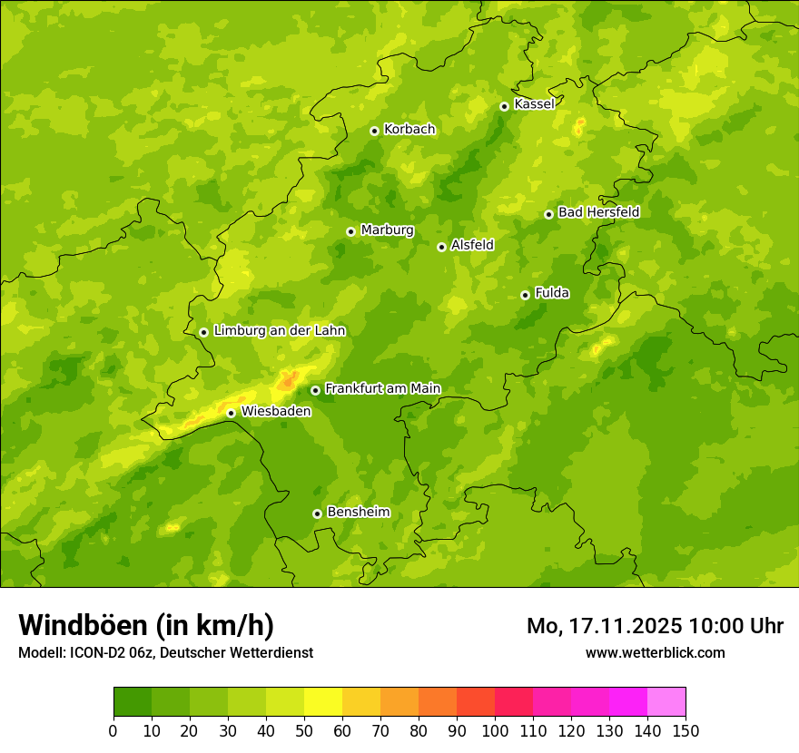 Modellkarten Windgeschwindigkeit