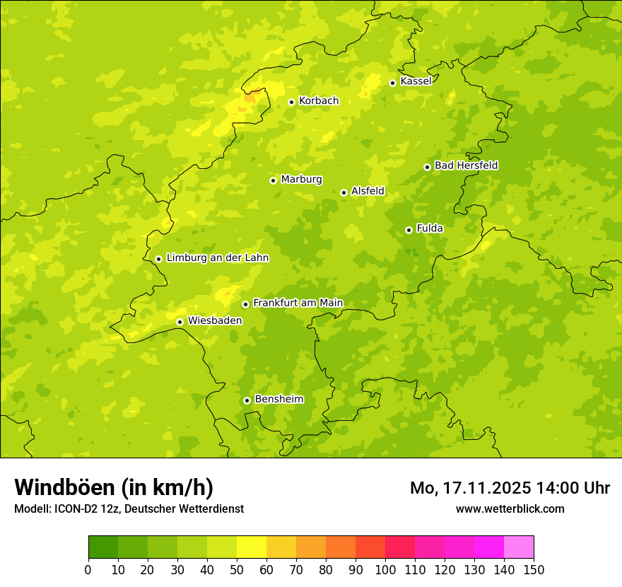 Modellkarten Windgeschwindigkeit