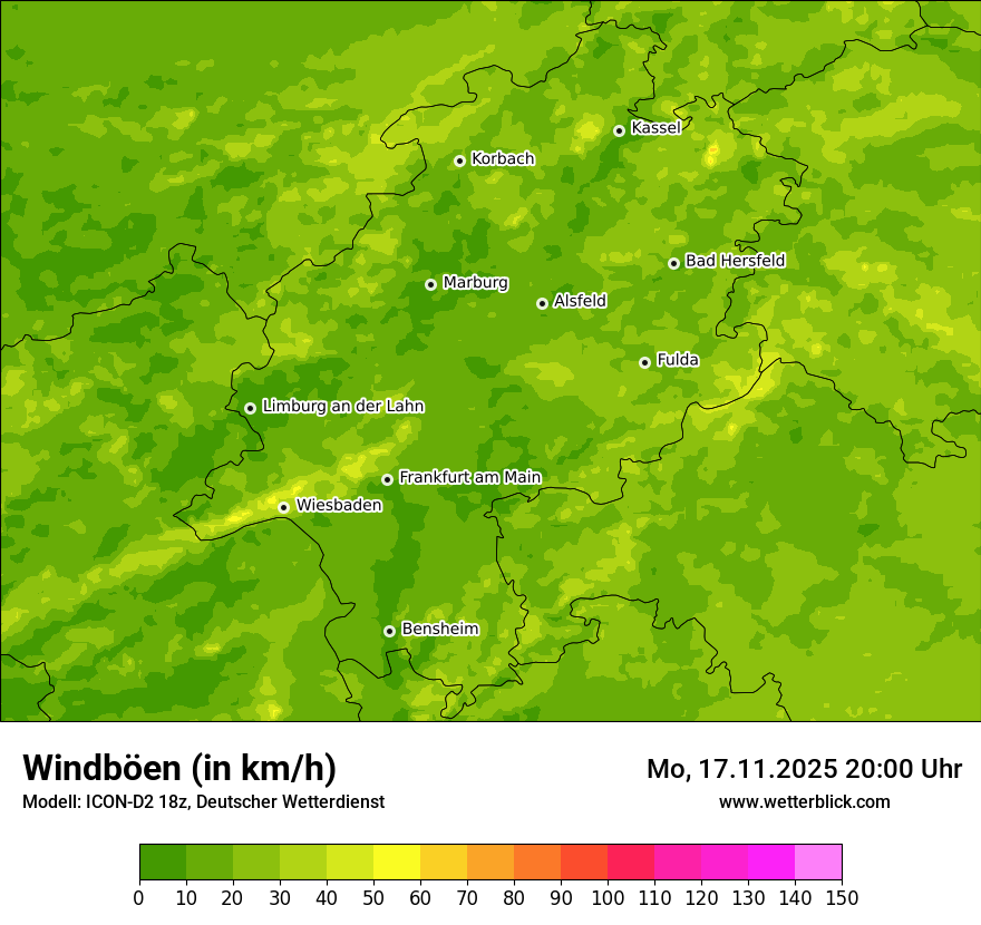 Modellkarten Windgeschwindigkeit