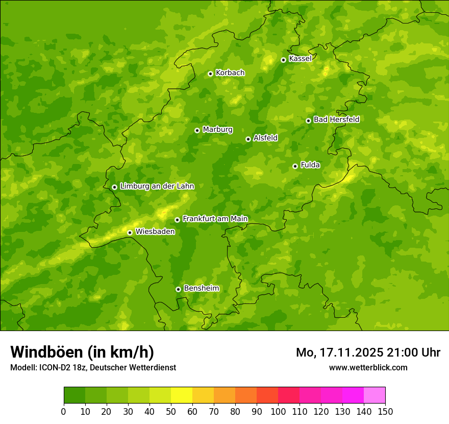 Modellkarten Windgeschwindigkeit