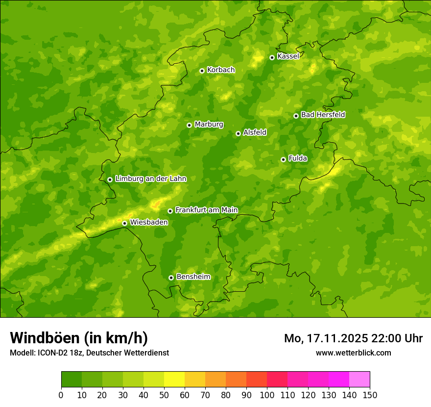 Modellkarten Windgeschwindigkeit