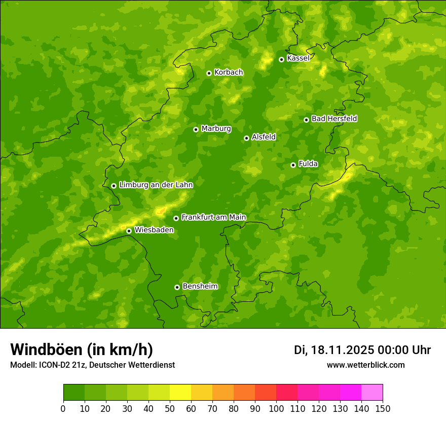 Modellkarten Windgeschwindigkeit
