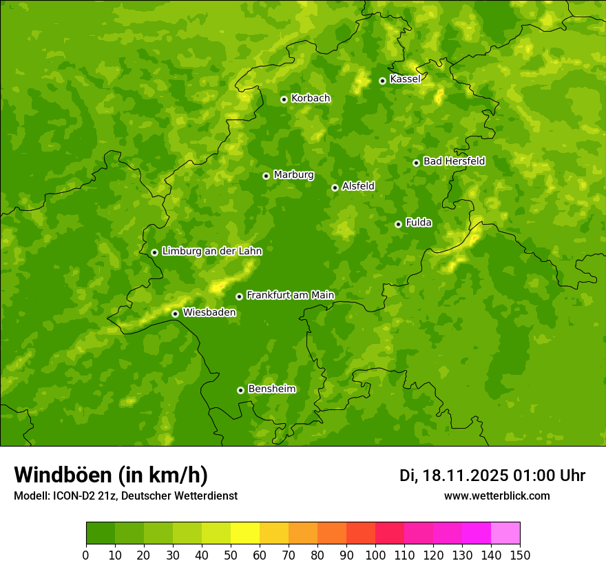 Modellkarten Windgeschwindigkeit