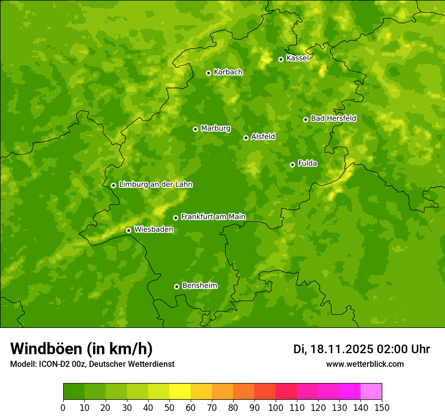 Modellkarten Windgeschwindigkeit