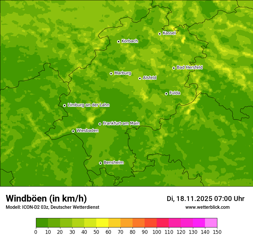 Modellkarten Windgeschwindigkeit