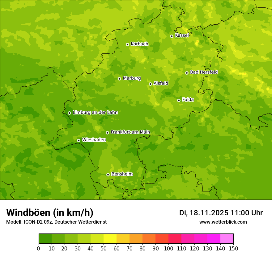 Modellkarten Windgeschwindigkeit