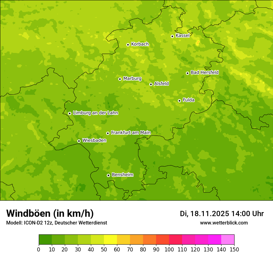 Modellkarten Windgeschwindigkeit