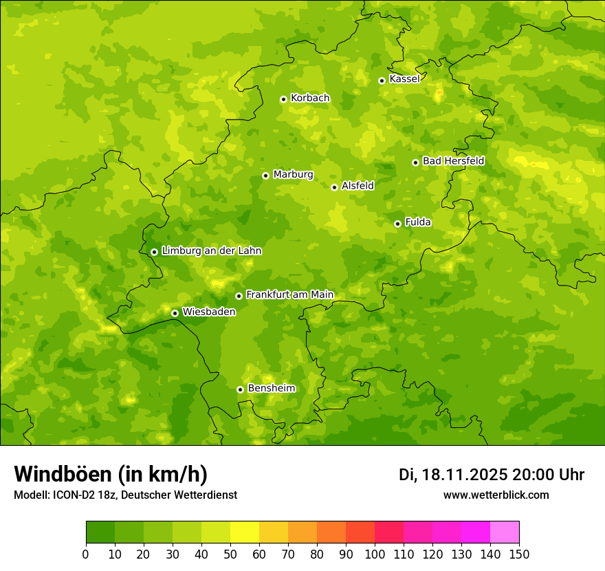 Modellkarten Windgeschwindigkeit