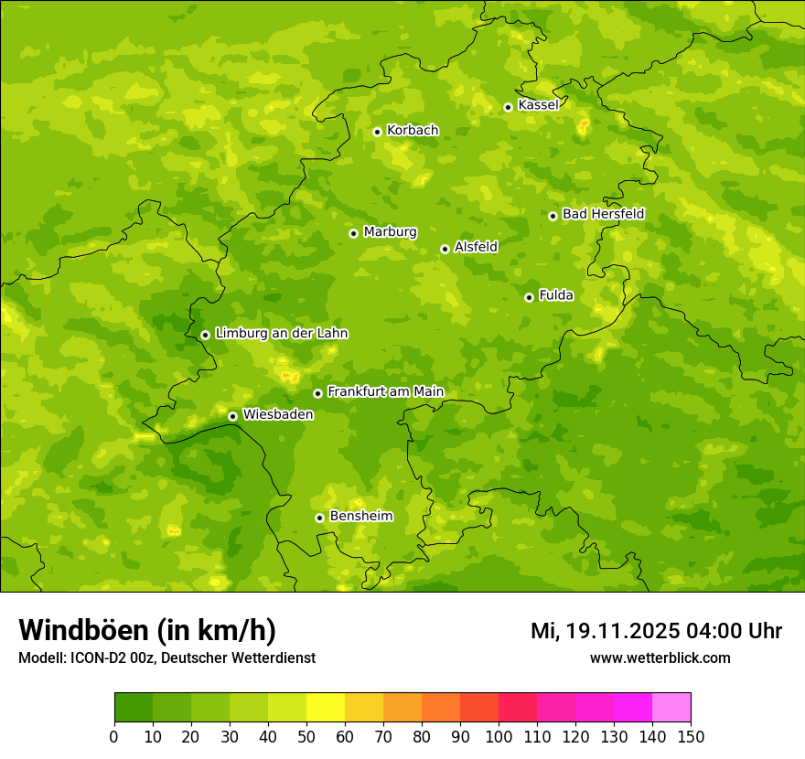 Modellkarten Windgeschwindigkeit