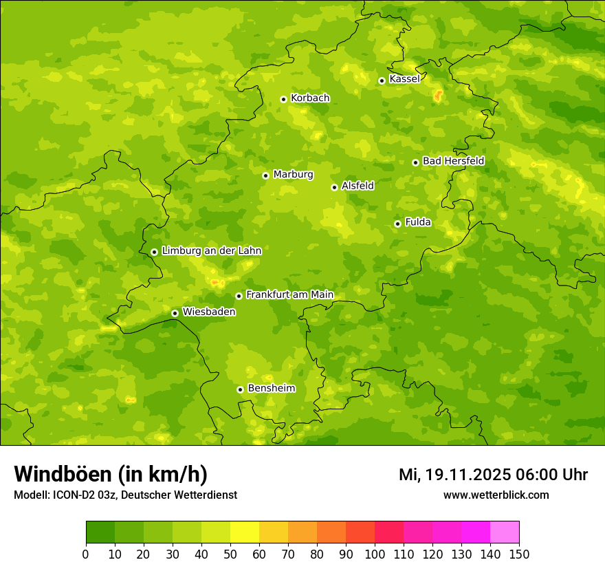 Modellkarten Windgeschwindigkeit