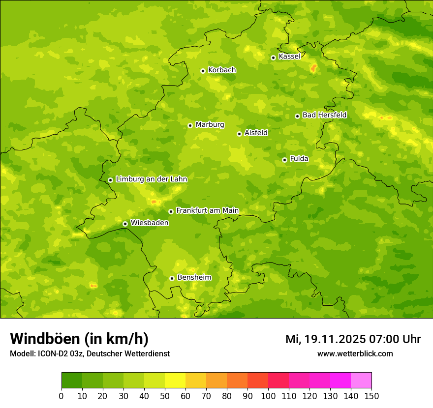 Modellkarten Windgeschwindigkeit