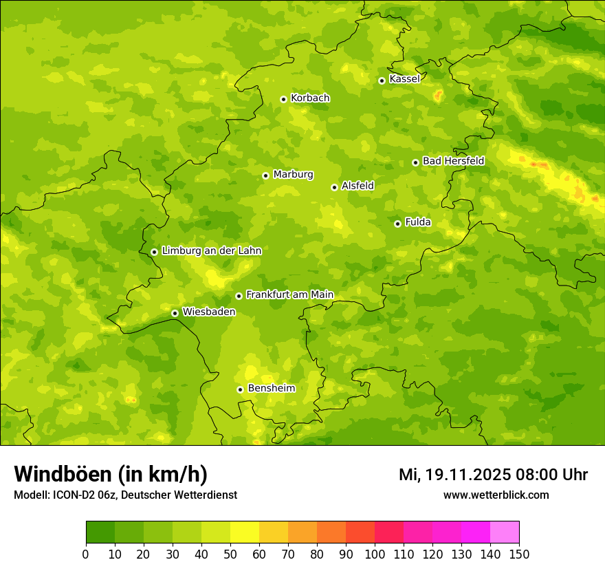 Modellkarten Windgeschwindigkeit