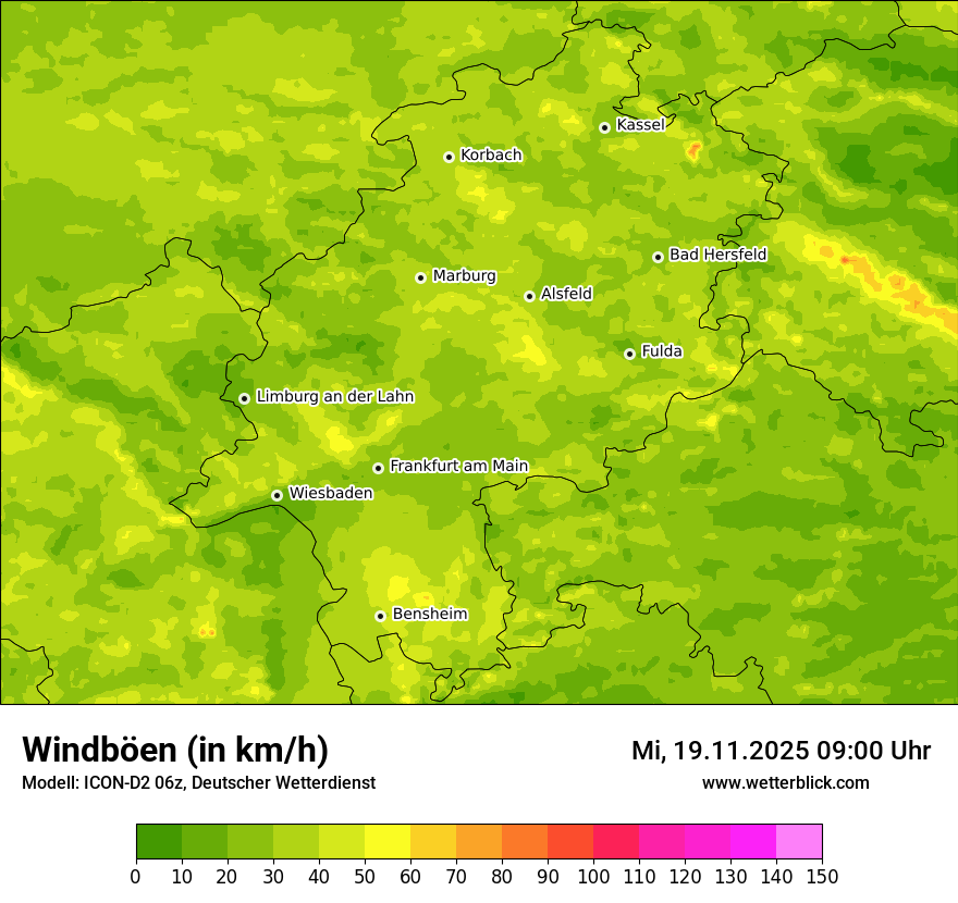 Modellkarten Windgeschwindigkeit