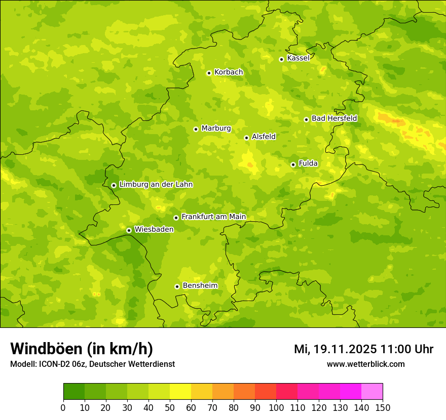 Modellkarten Windgeschwindigkeit