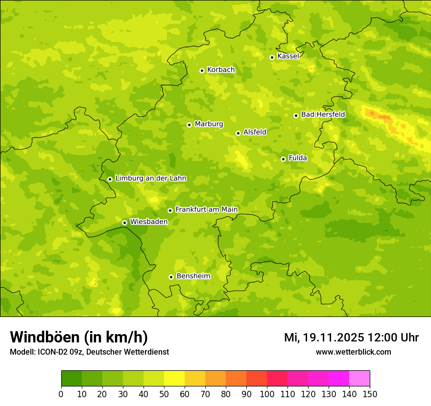 Modellkarten Windgeschwindigkeit