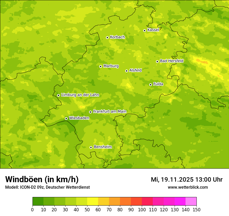 Modellkarten Windgeschwindigkeit